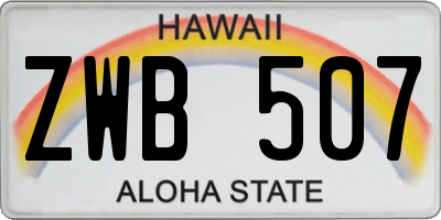 HI license plate ZWB507