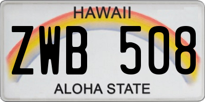 HI license plate ZWB508