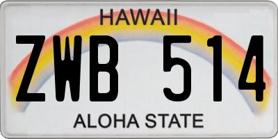 HI license plate ZWB514