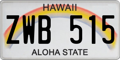 HI license plate ZWB515