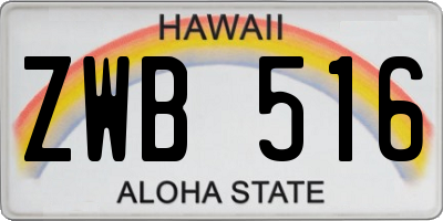 HI license plate ZWB516