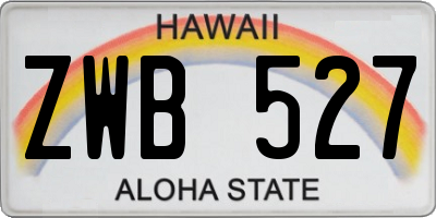 HI license plate ZWB527
