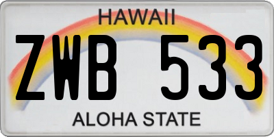 HI license plate ZWB533