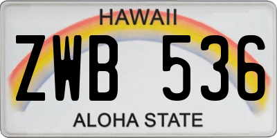 HI license plate ZWB536