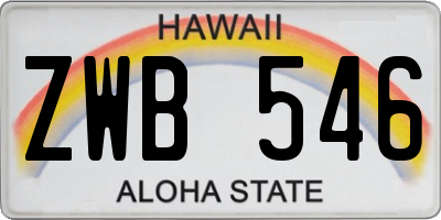 HI license plate ZWB546