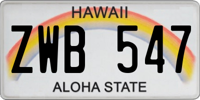 HI license plate ZWB547