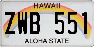 HI license plate ZWB551