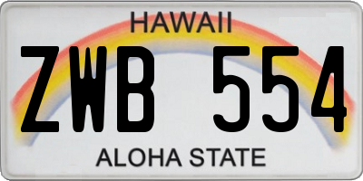 HI license plate ZWB554