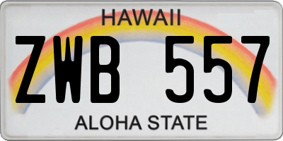 HI license plate ZWB557