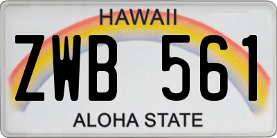 HI license plate ZWB561