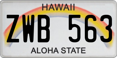 HI license plate ZWB563