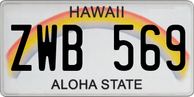 HI license plate ZWB569