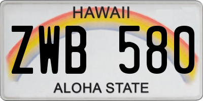 HI license plate ZWB580