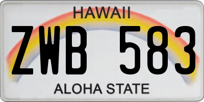 HI license plate ZWB583