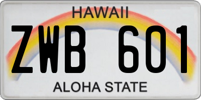 HI license plate ZWB601