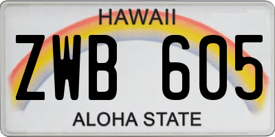 HI license plate ZWB605