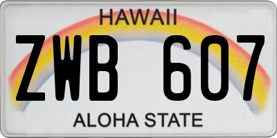 HI license plate ZWB607