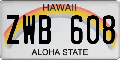 HI license plate ZWB608