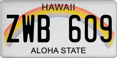 HI license plate ZWB609