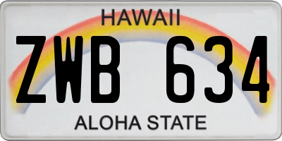 HI license plate ZWB634