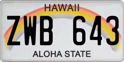 HI license plate ZWB643