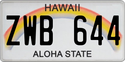 HI license plate ZWB644
