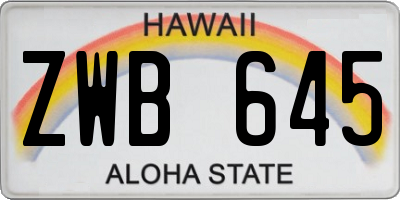HI license plate ZWB645