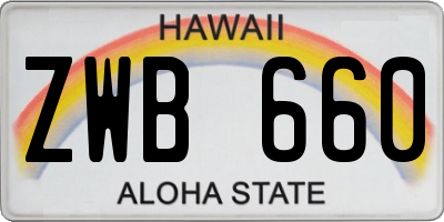 HI license plate ZWB660