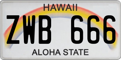 HI license plate ZWB666