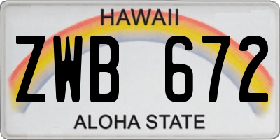 HI license plate ZWB672