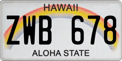 HI license plate ZWB678