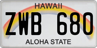 HI license plate ZWB680