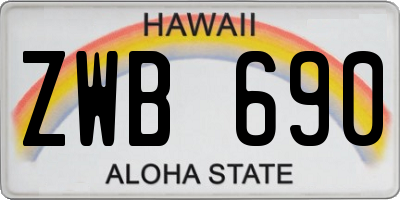 HI license plate ZWB690