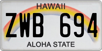 HI license plate ZWB694