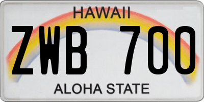 HI license plate ZWB700