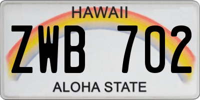 HI license plate ZWB702
