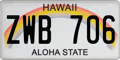 HI license plate ZWB706