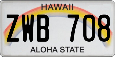 HI license plate ZWB708