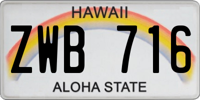 HI license plate ZWB716