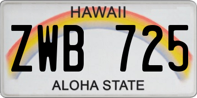 HI license plate ZWB725