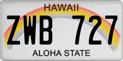 HI license plate ZWB727