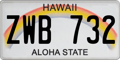 HI license plate ZWB732