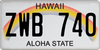 HI license plate ZWB740