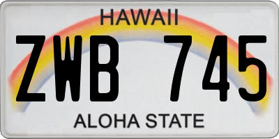 HI license plate ZWB745