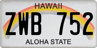HI license plate ZWB752