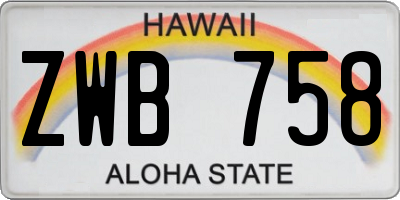 HI license plate ZWB758