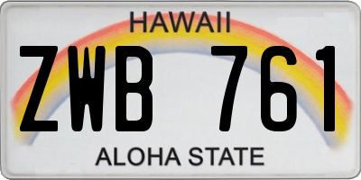 HI license plate ZWB761