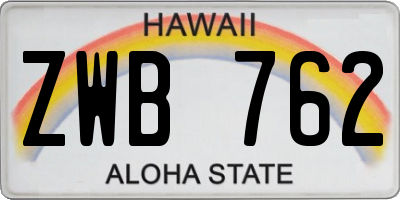 HI license plate ZWB762