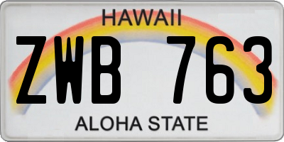 HI license plate ZWB763
