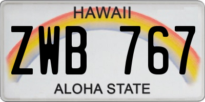 HI license plate ZWB767